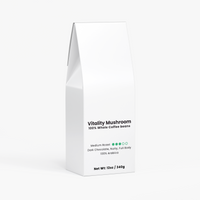Vitality Mushroom Coffee (Medium Roast) coffee bag, 12 oz, front of package
