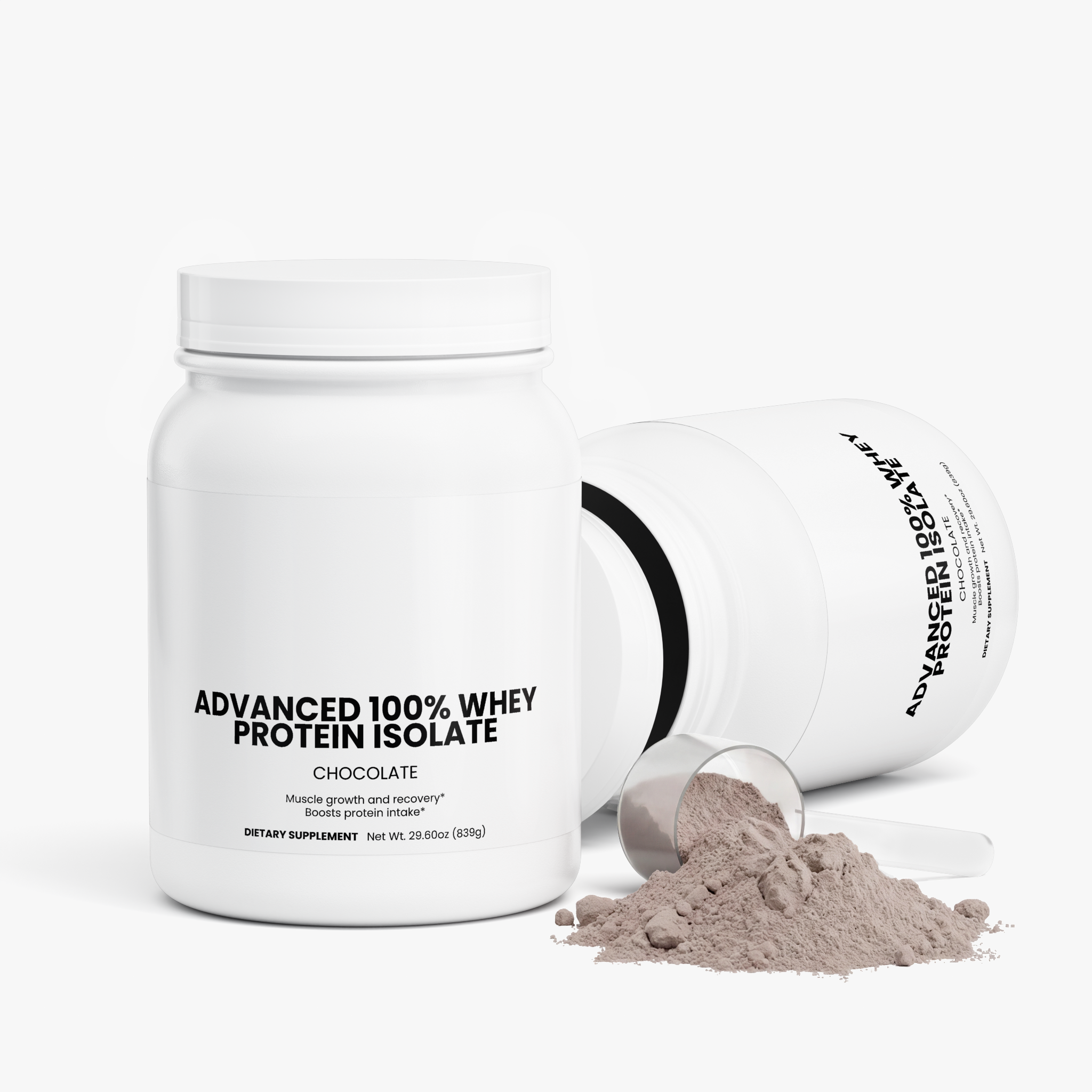Advanced 100% Whey Protein Isolate (Chocolate) powder tub, product view 3 of 6